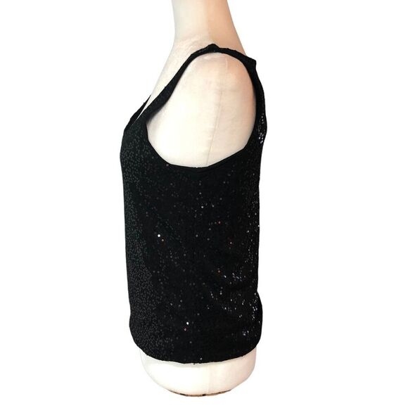 Talbots Top Womens Size M Black Pullover Sequined Sparkle Night Out Layering - Picture 5 of 9
